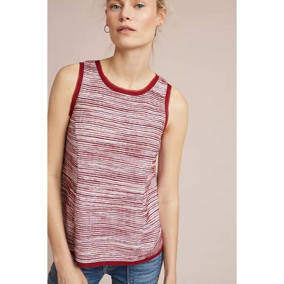 Vanessa Virginia Anthropologie Women's Indira Striped Knit Tank Size Small Red - Picture 1 of 10